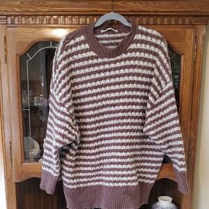 Striped Brown and White Women's Sweater